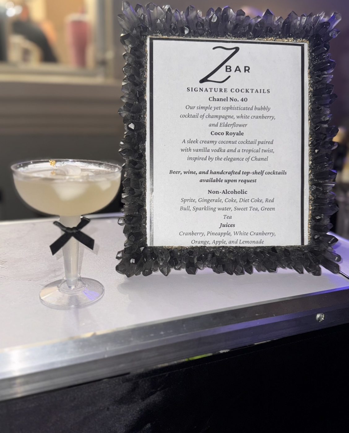 Signature cocktail menu